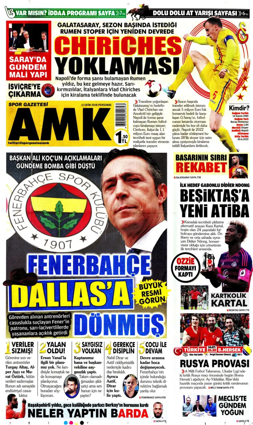 Günün spor manşetleri (11 Ekim 2018) 2
