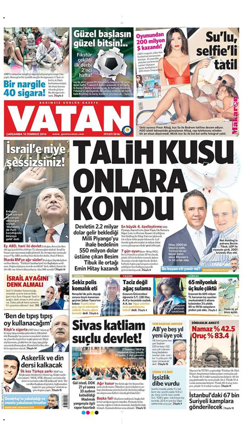 Günün gazete manşetleri - 16 Temmuz 2014 4 Günün gazete manşetleri - 16 Temmuz 2014 4