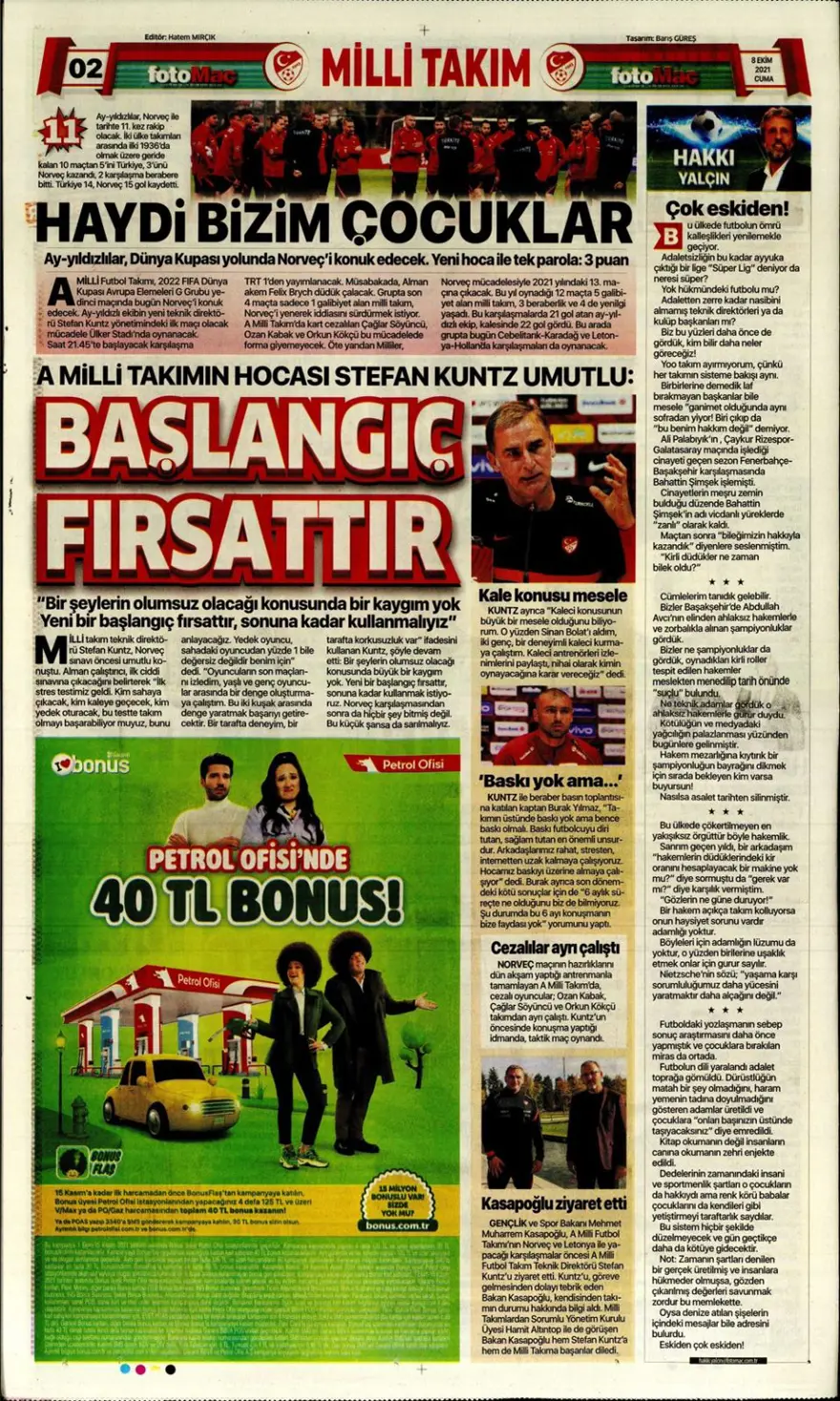 Günün spor manşetleri (8 Ekim 2021) 1