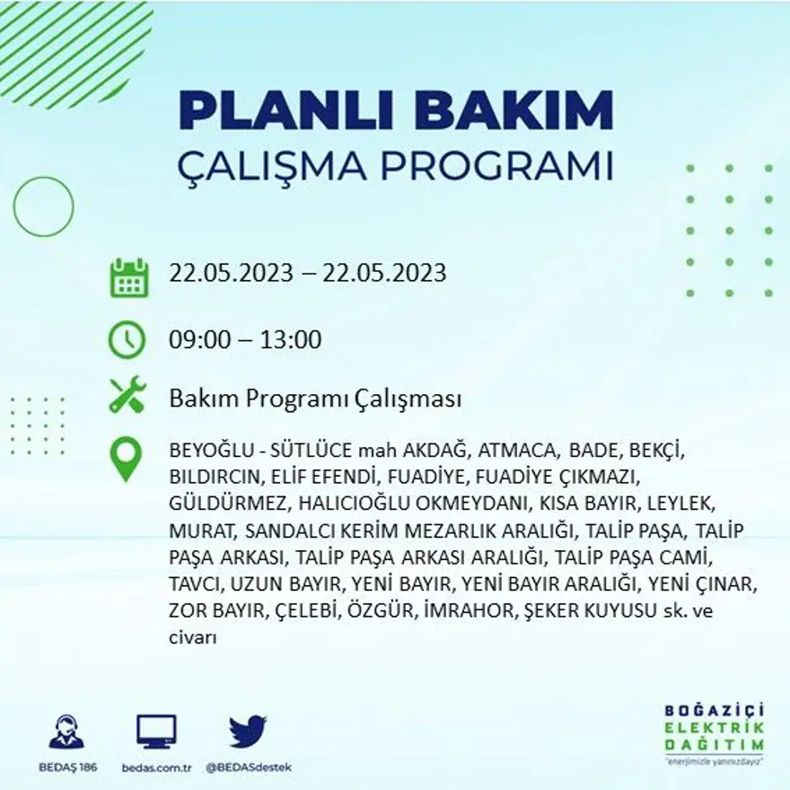 İstanbul'un 22 ilçesinde elektrik kesintisi: Elektrikler ne zaman gelecek? (22 Mayıs BEDAŞ planlı elektrik kesintisi) 28
