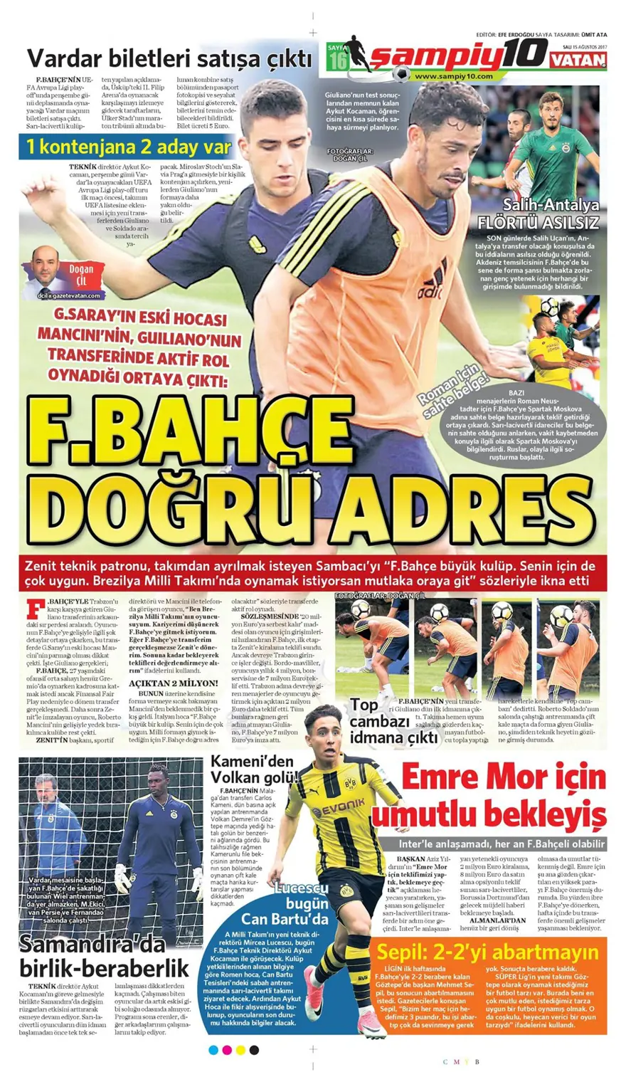 Günün spor gazeteleri (Transfer haberleri - 15 Ağustos 2017) 4 Günün spor gazeteleri (Transfer haberleri - 15 Ağustos 2017) 4