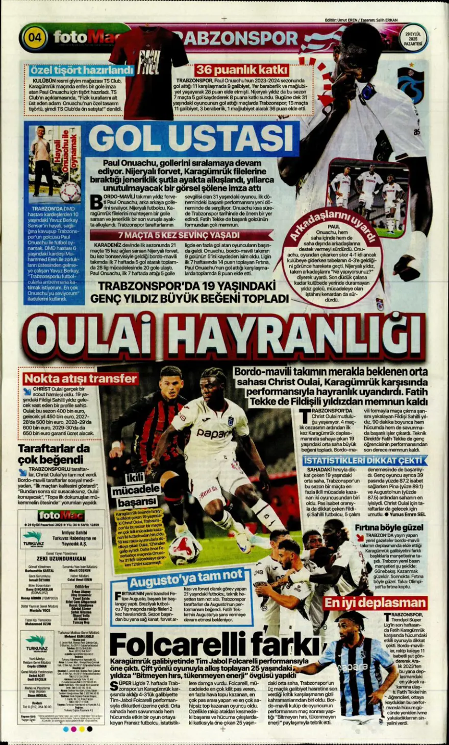 "Hayata dönüş" (29 Eylül 2025 spor manşetleri) 5