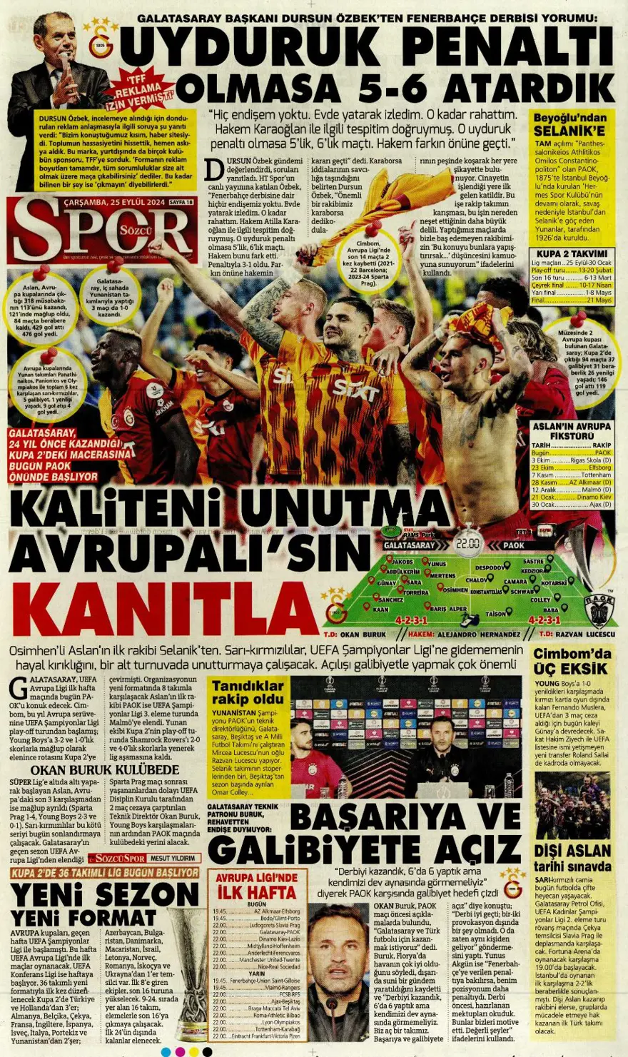 "Aslan için av vakti" (25 Eylül 2024 spor manşetleri) 8