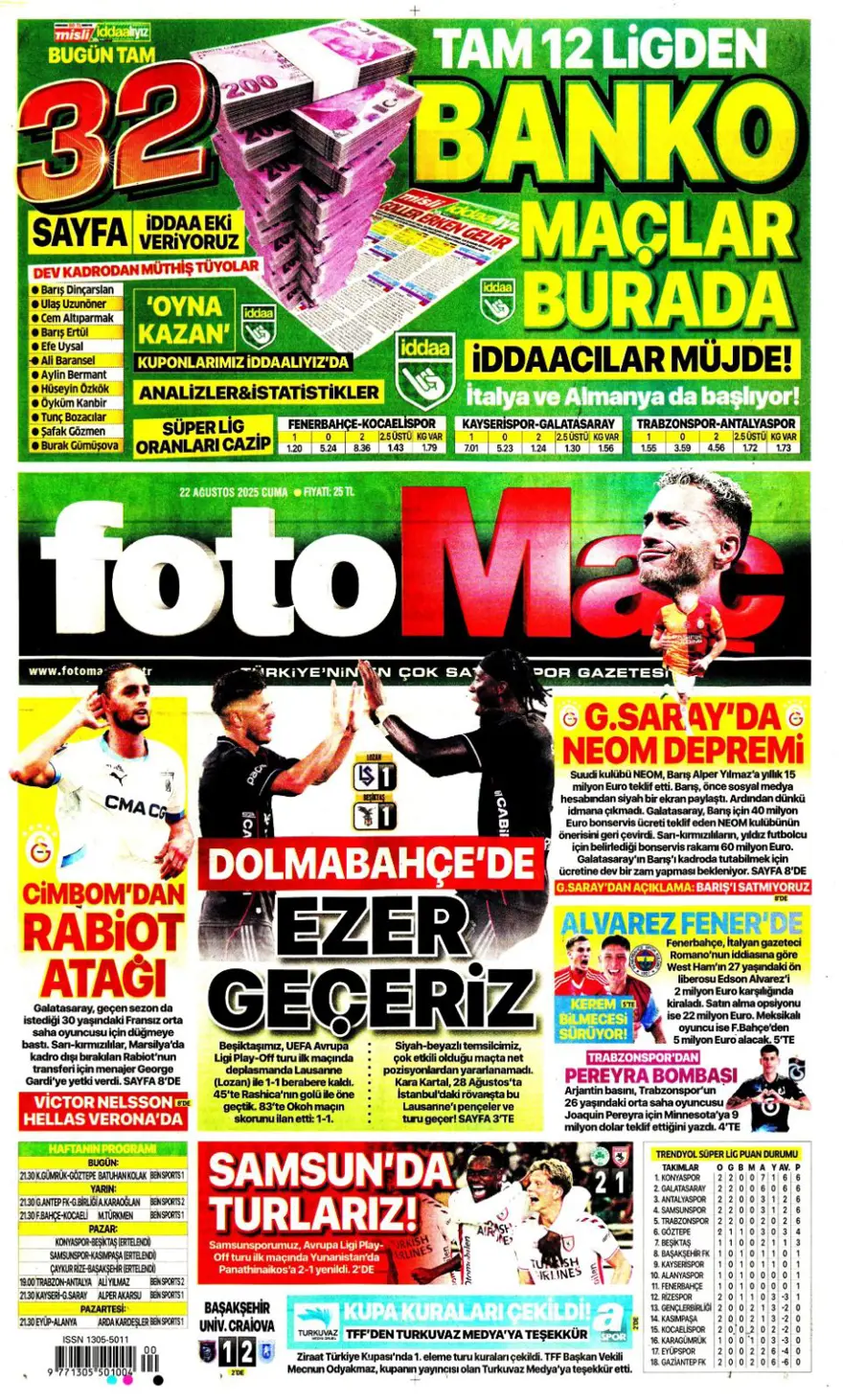 "Meksika ateşi" (22 Ağustos spor manşetleri) 3