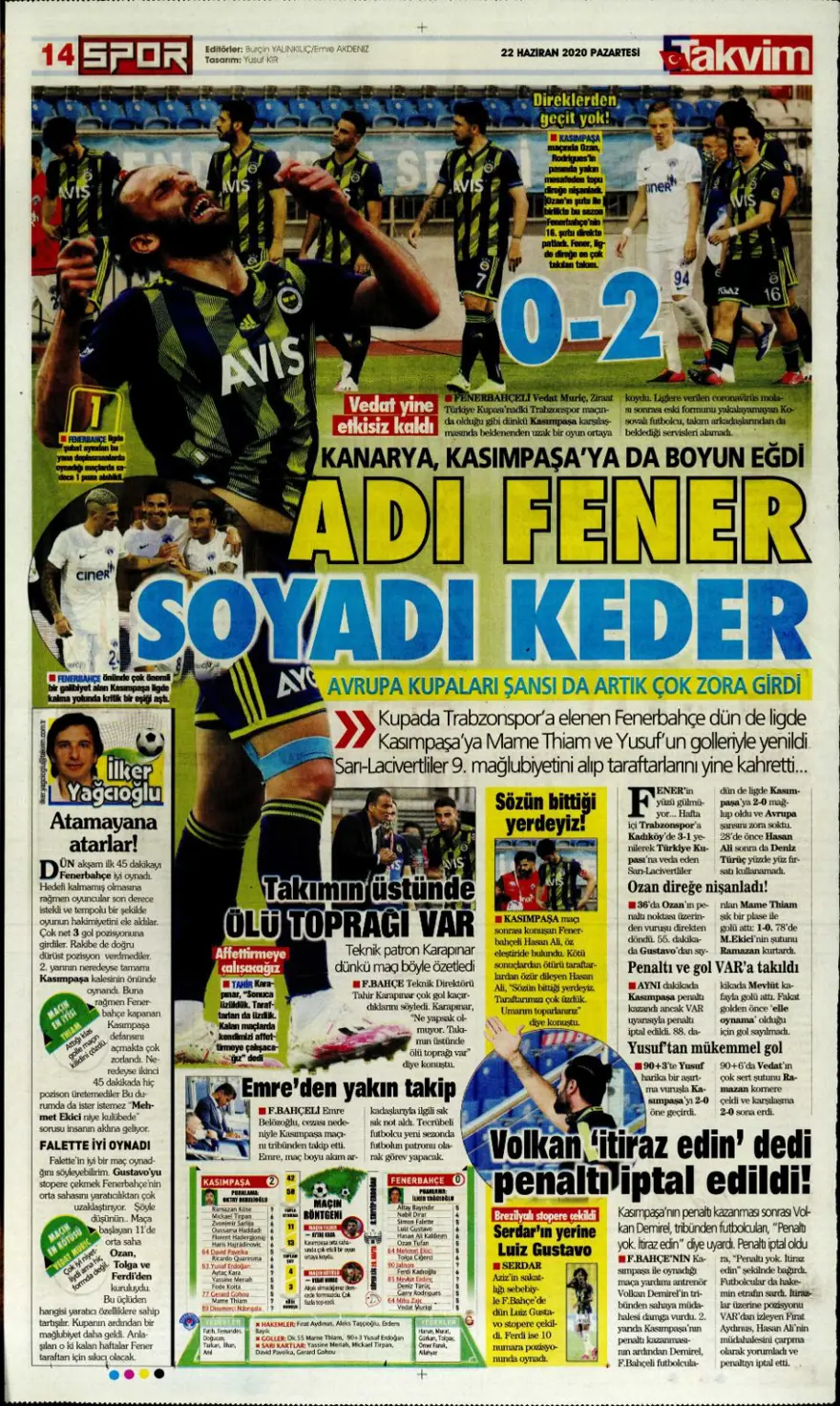 Günün spor manşetleri (22 Haziran 2020) 13