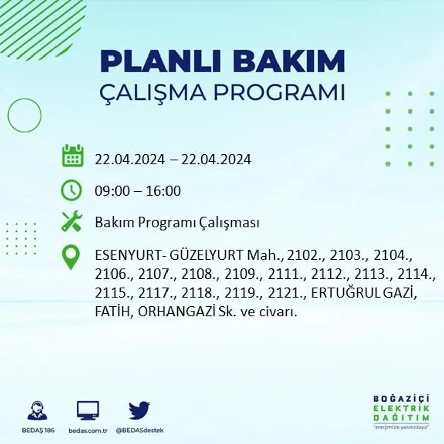22 Nisan tarihli BEDAŞ kesinti programı: İstanbul'un 18 ilçesinde elektrik kesintisi: Elektrikler ne zaman gelecek? 33 22 Nisan tarihli BEDAŞ kesinti programı: İstanbul'un 18 ilçesinde elektrik kesintisi: Elektrikler ne zaman gelecek? 33