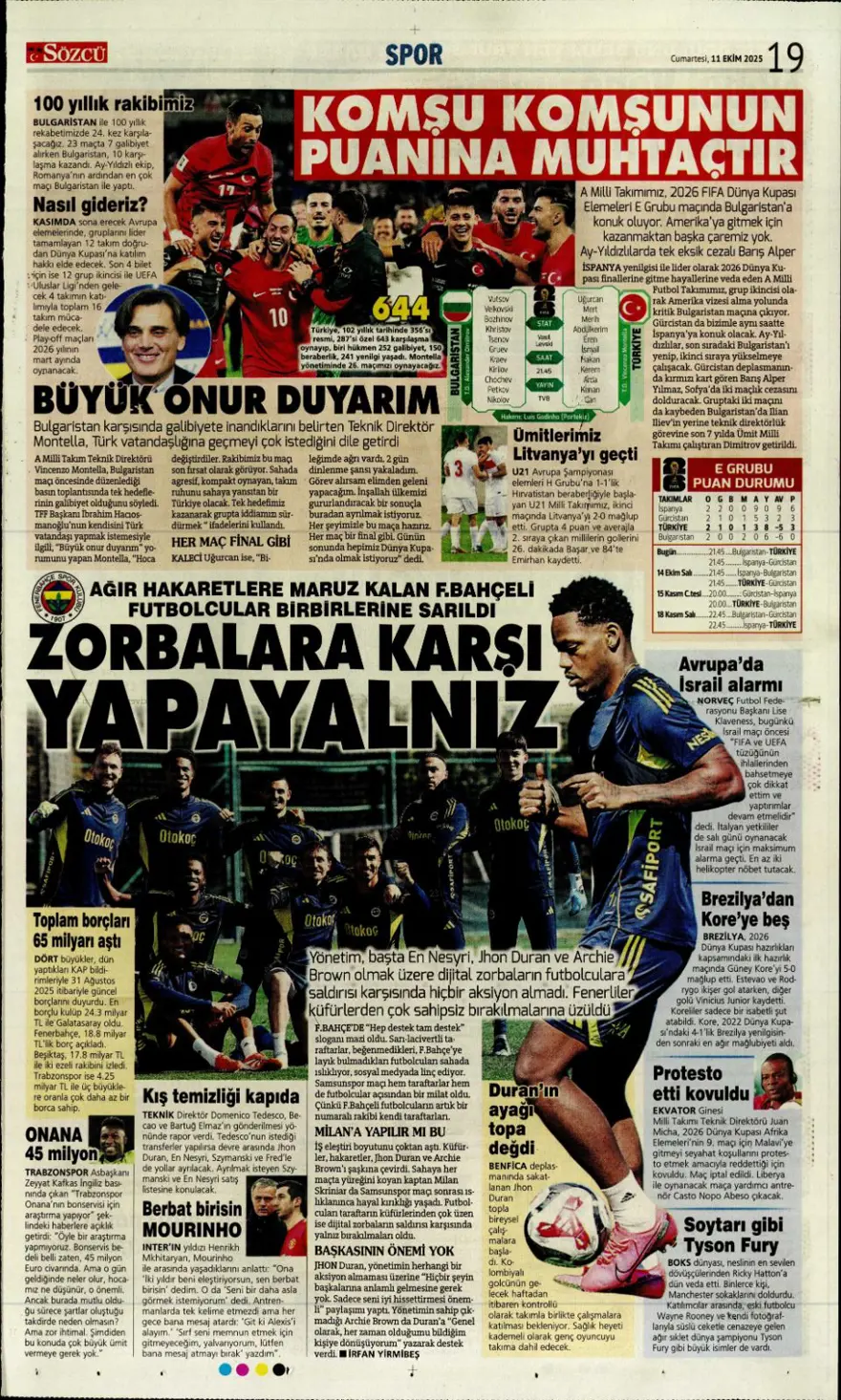 "Yeni destan vakti" (11 Ekim 2025 spor manşetleri) 20 "Yeni destan vakti" (11 Ekim 2025 spor manşetleri) 20