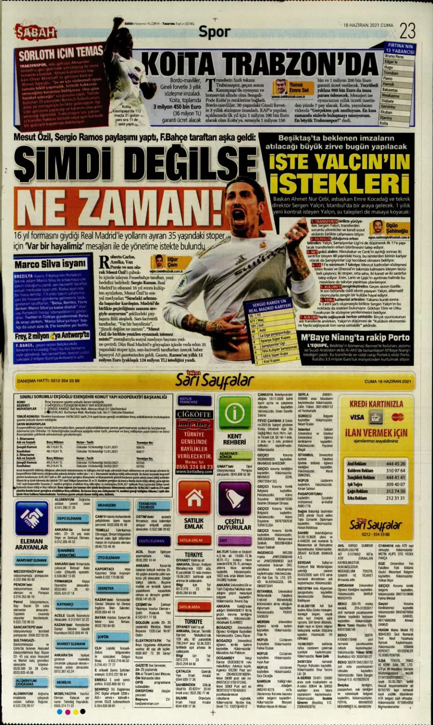Günün spor manşetleri (18 Haziran 2021) 6