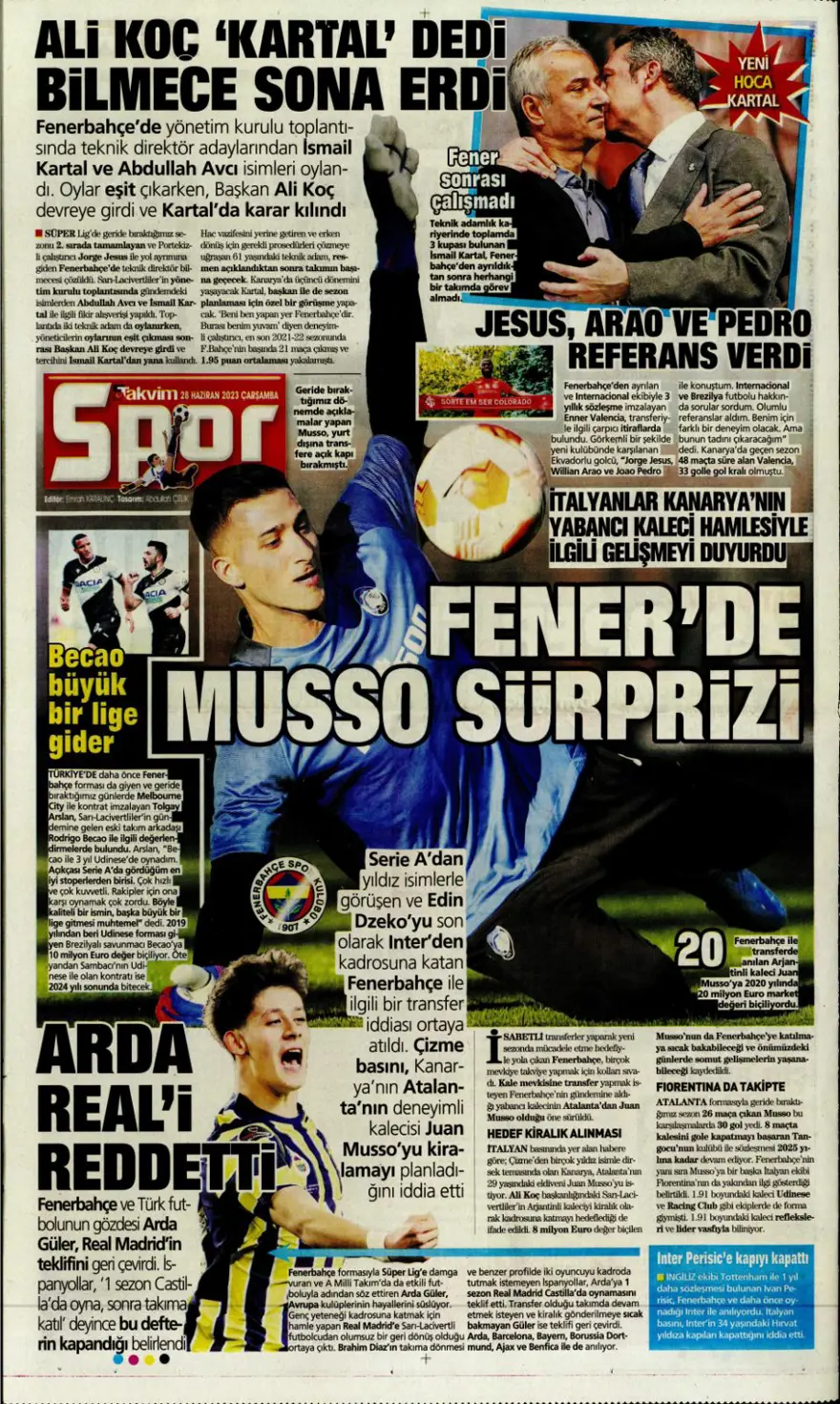 Günün spor manşetleri (28 Haziran 2023) 23