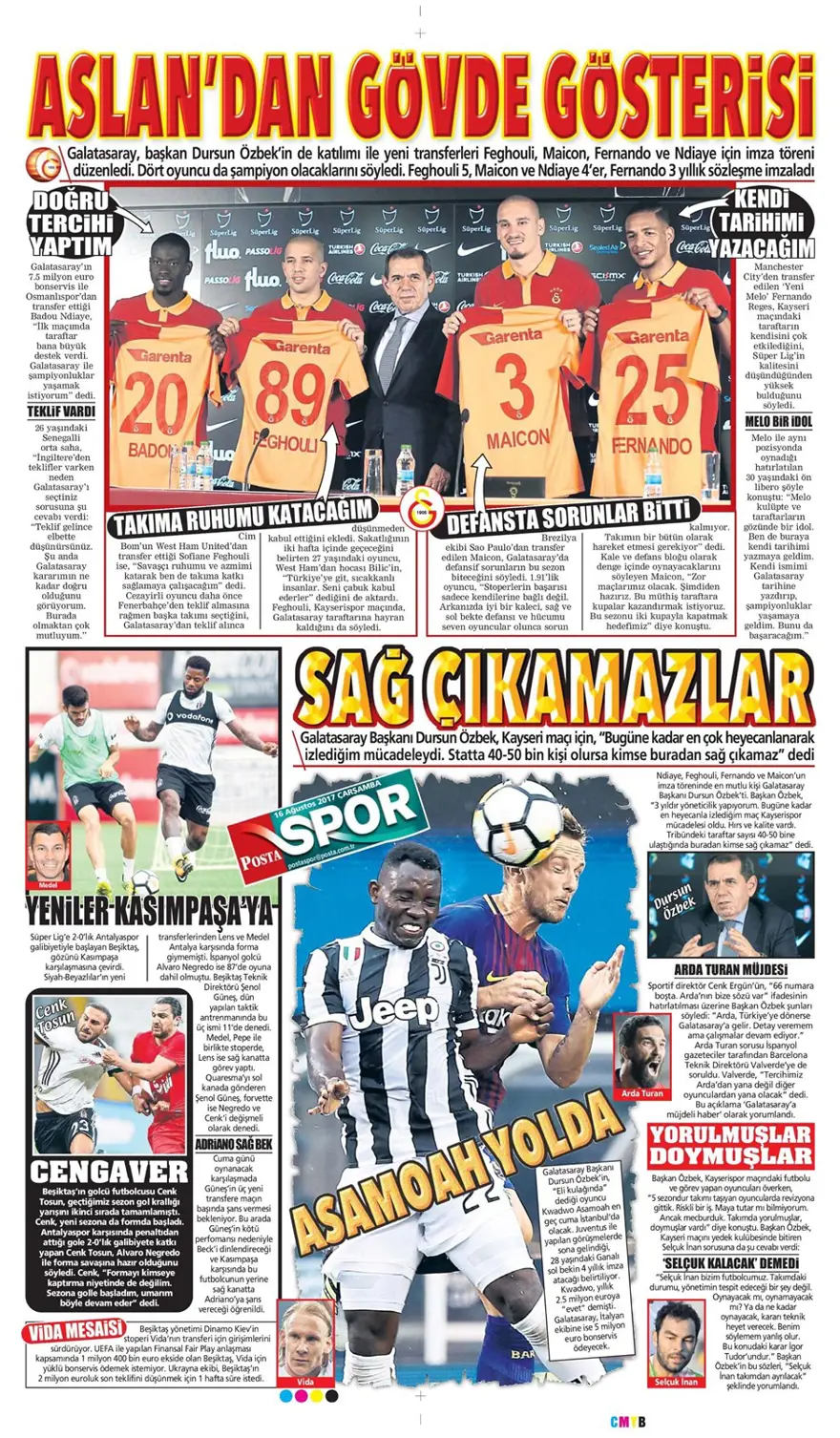 Günün spor gazeteleri (Transfer haberleri - 16 Ağustos 2017) 2