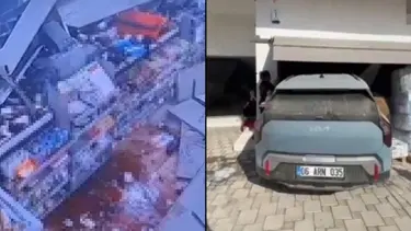 Otomobil markete daldı. Çalışan ve müşteriler ölümden döndü
