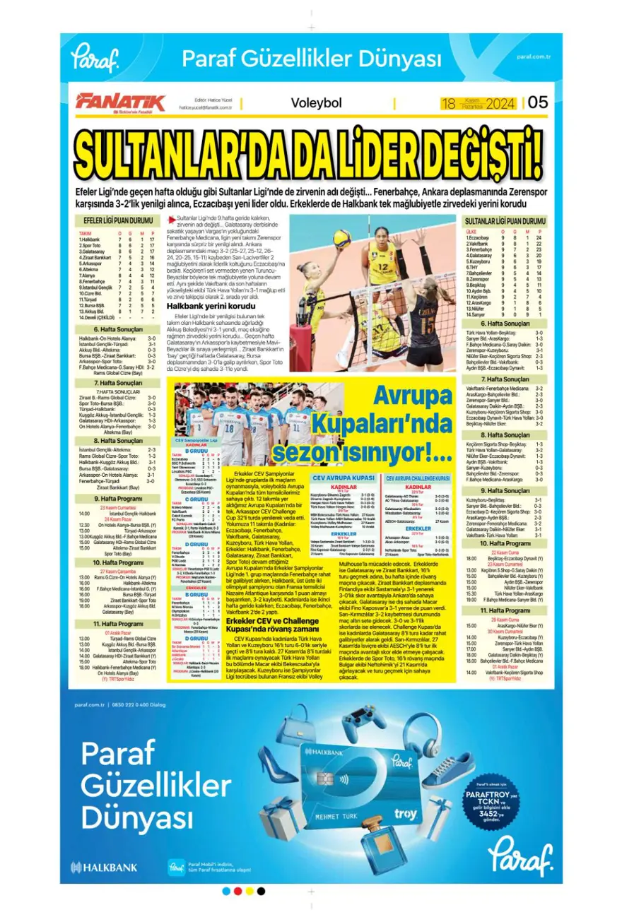 “Fenerbahçe’de dev takas” (18Kasım 2024 spor manşetleri) 9