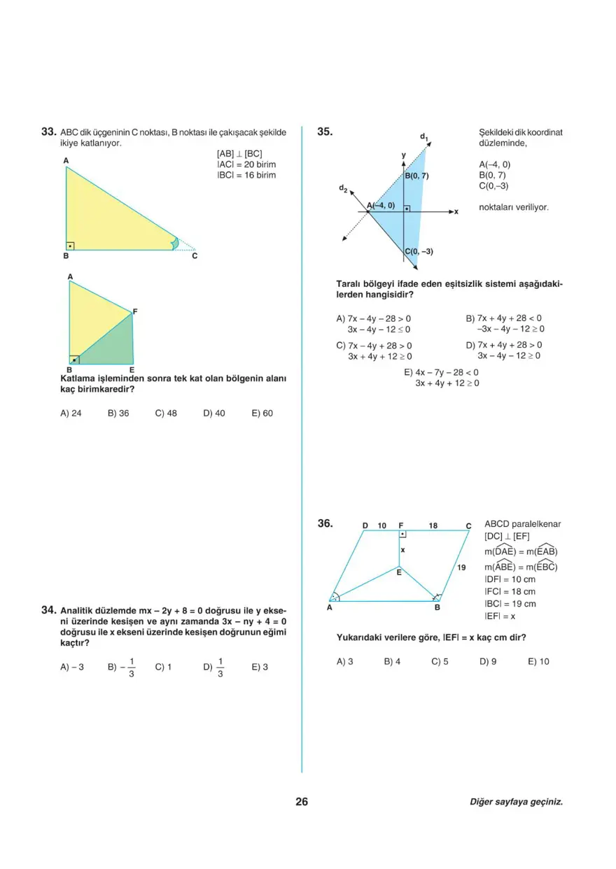Uğur Okulları TYT -2 deneme sınavı 25