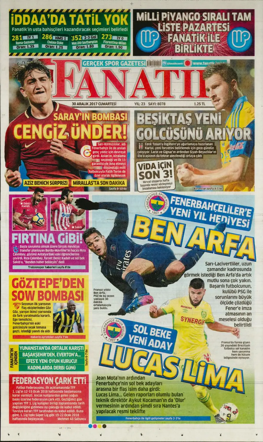 Günün gazete manşetleri - 30 Aralık 2017 17