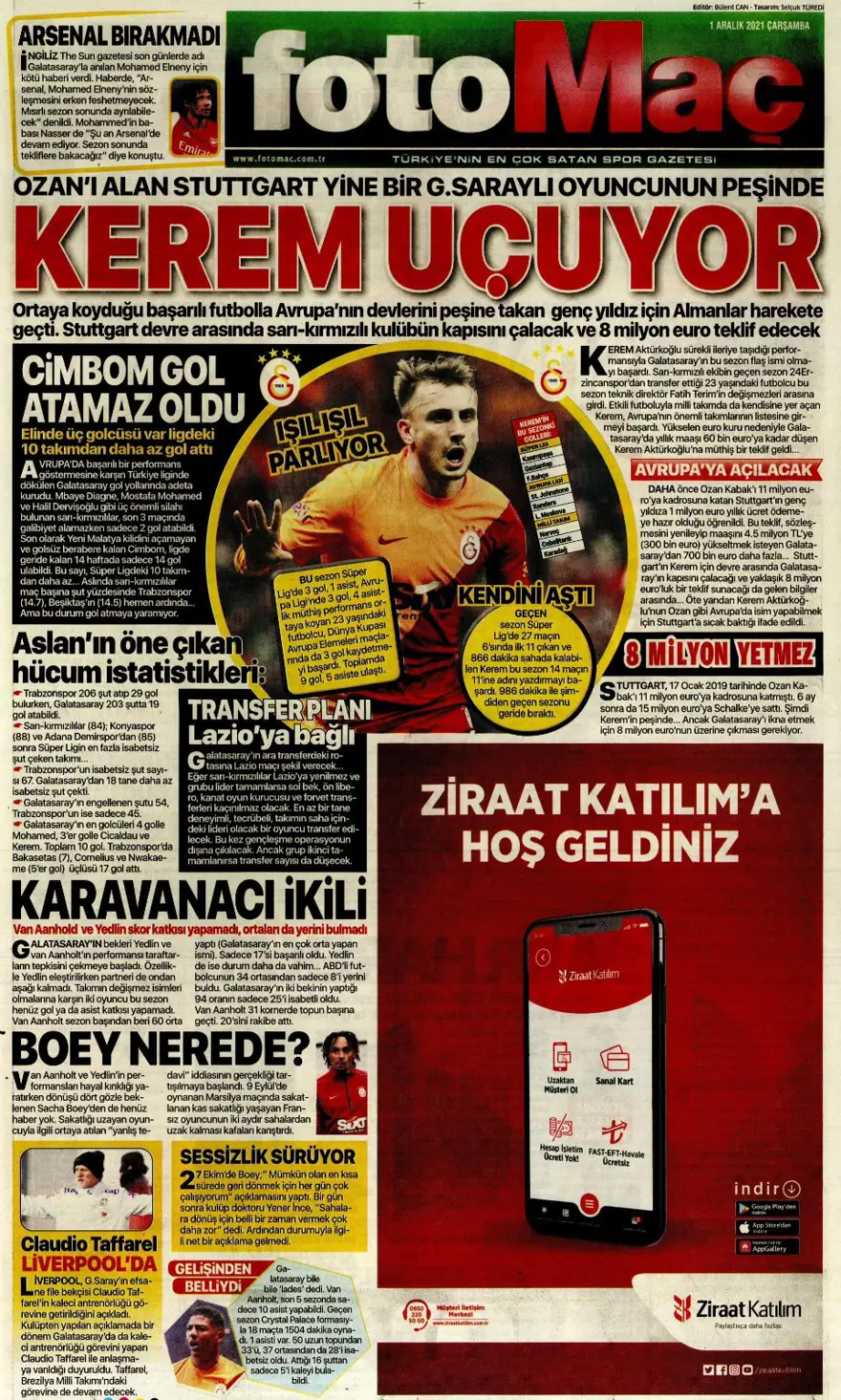 Günün spor manşetleri (1 Aralık 2021) 6