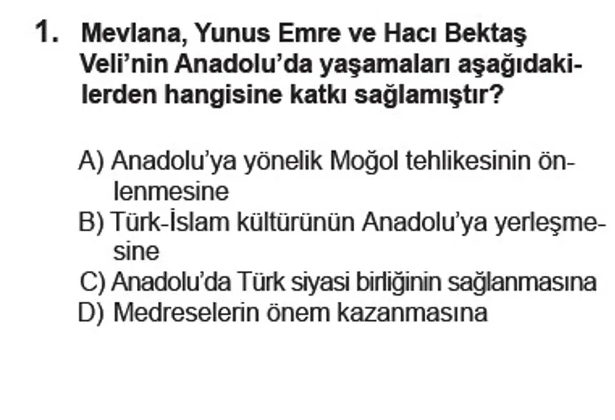 SBS 7. Sınıf Sosyal Bilimler Soruları 