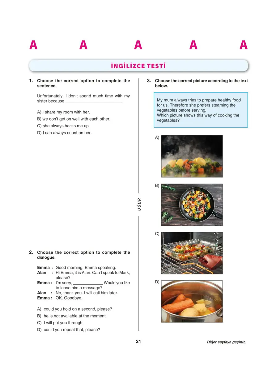 LGS deneme sınavı - Sözel bölüm 20