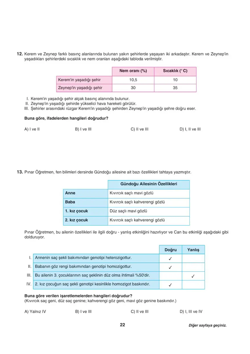 Uğur Okulları LGS-1 sayısal deneme sınavı 21