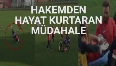 Dili boğazına kaçan futbolcuyu hakemin müdahalesi kurtardı