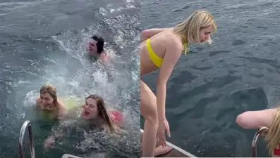 Aleyna Tilki ve Serel Yereli Boğaz'da yüzdü