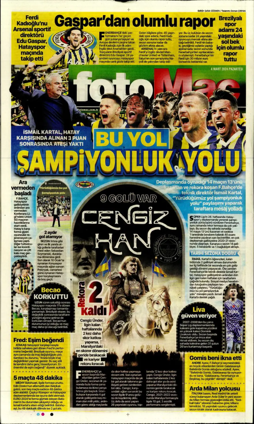 "Aslan tarihi değiştirdi" (4 Mart 2024 spor manşetleri) 7