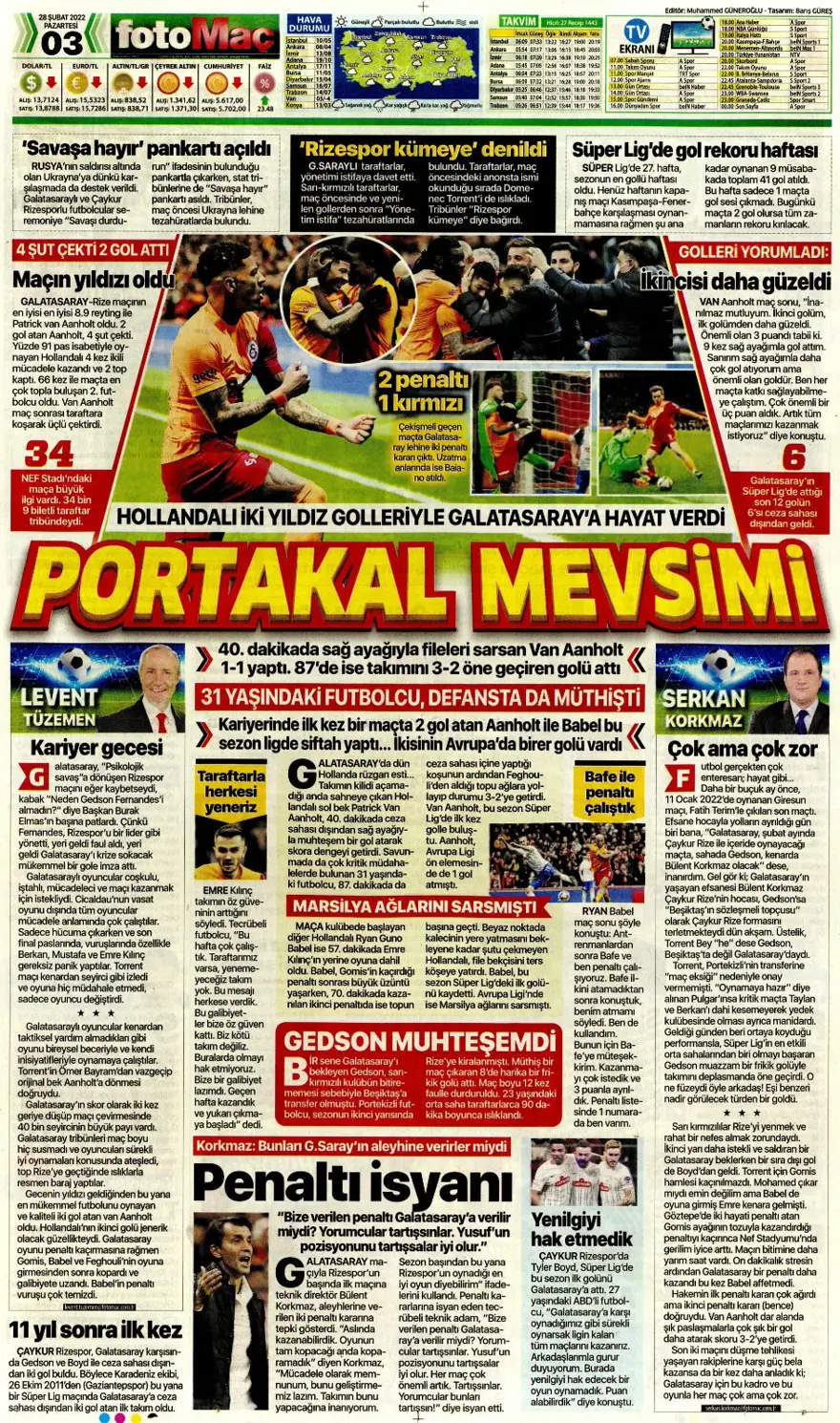 Günün spor manşetleri (28 Şubat 2022) 5