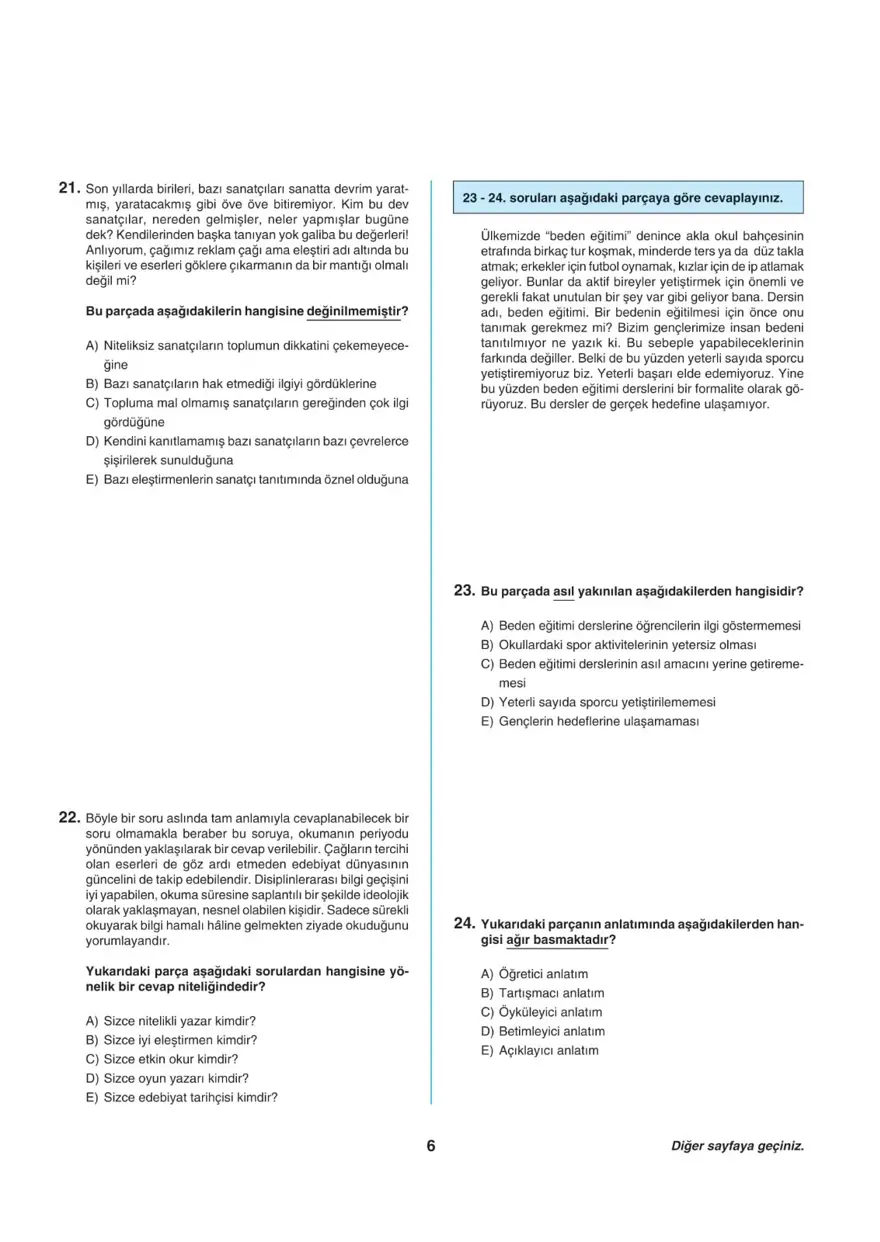 Uğur Okulları TYT -1 deneme sınavı 5