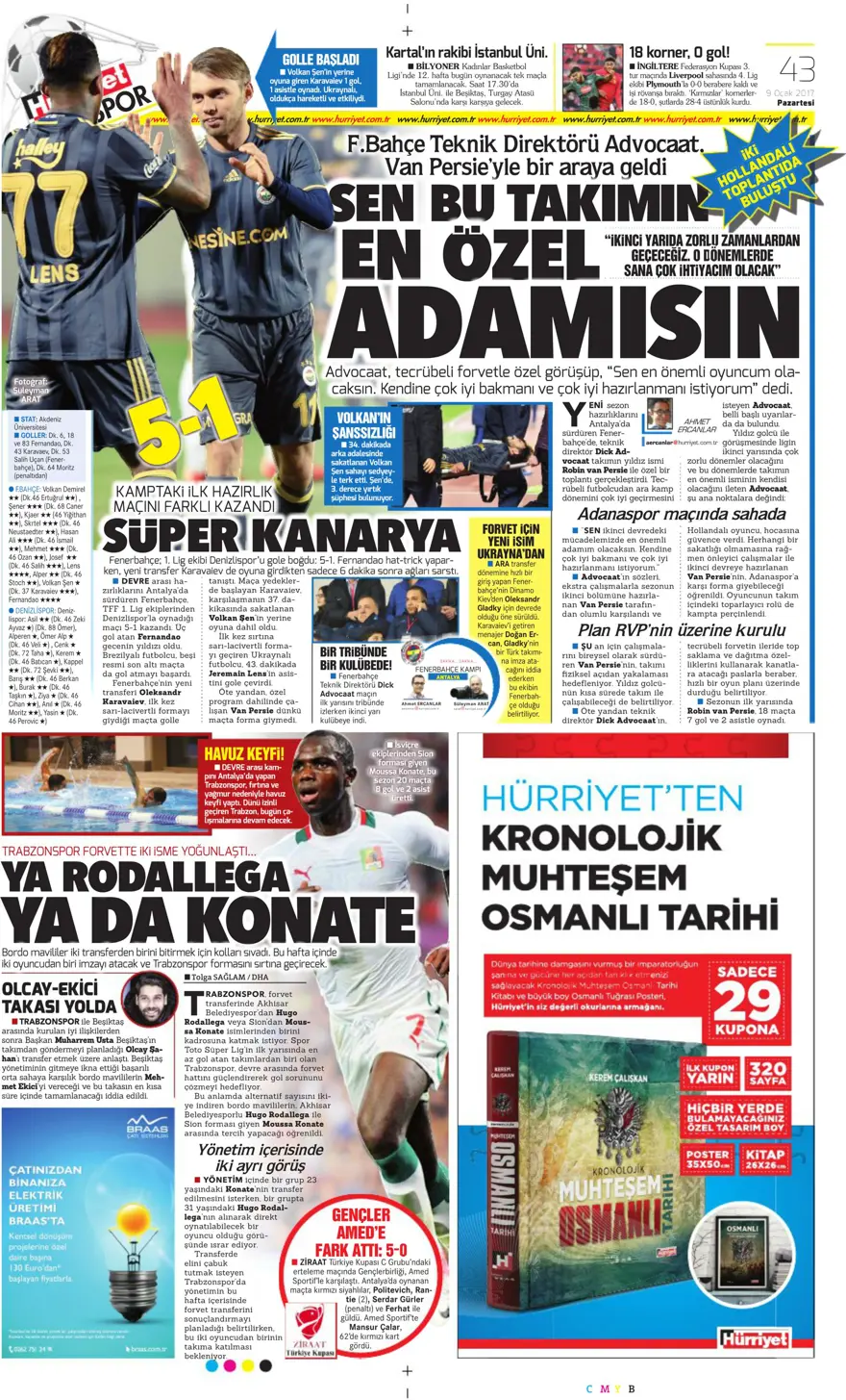 Günün spor manşetleri (09 Ocak 2017) 12