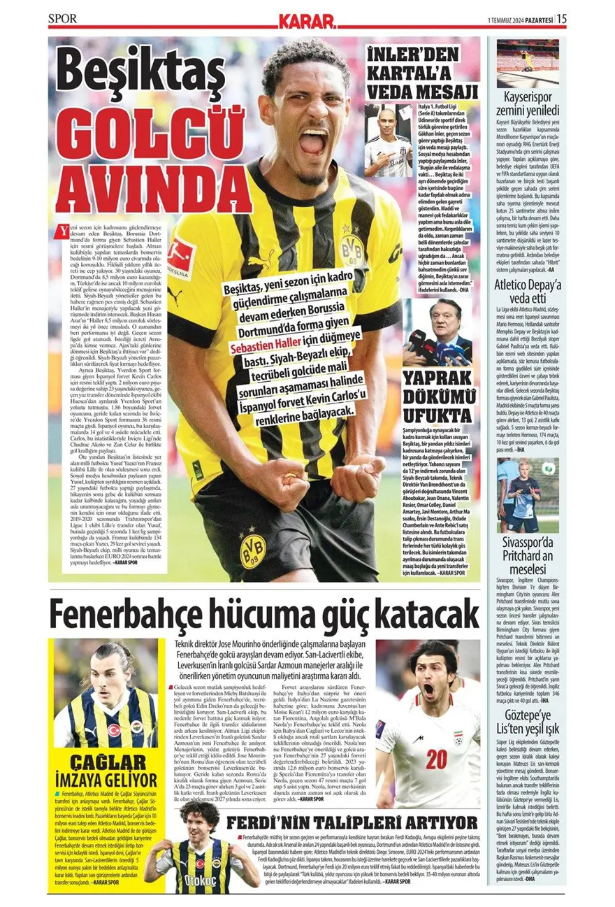 "Türkiye intikam için hevesli" (1 Temmuz 2024 spor manşetleri) 14