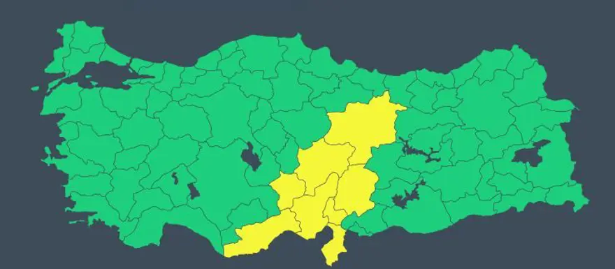 8 İL İÇİN SARI KODLU UYARI 4
