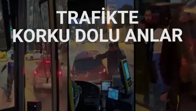 Otobüsü sıkıştırdı, aracını yolcunun üzerine sürdü