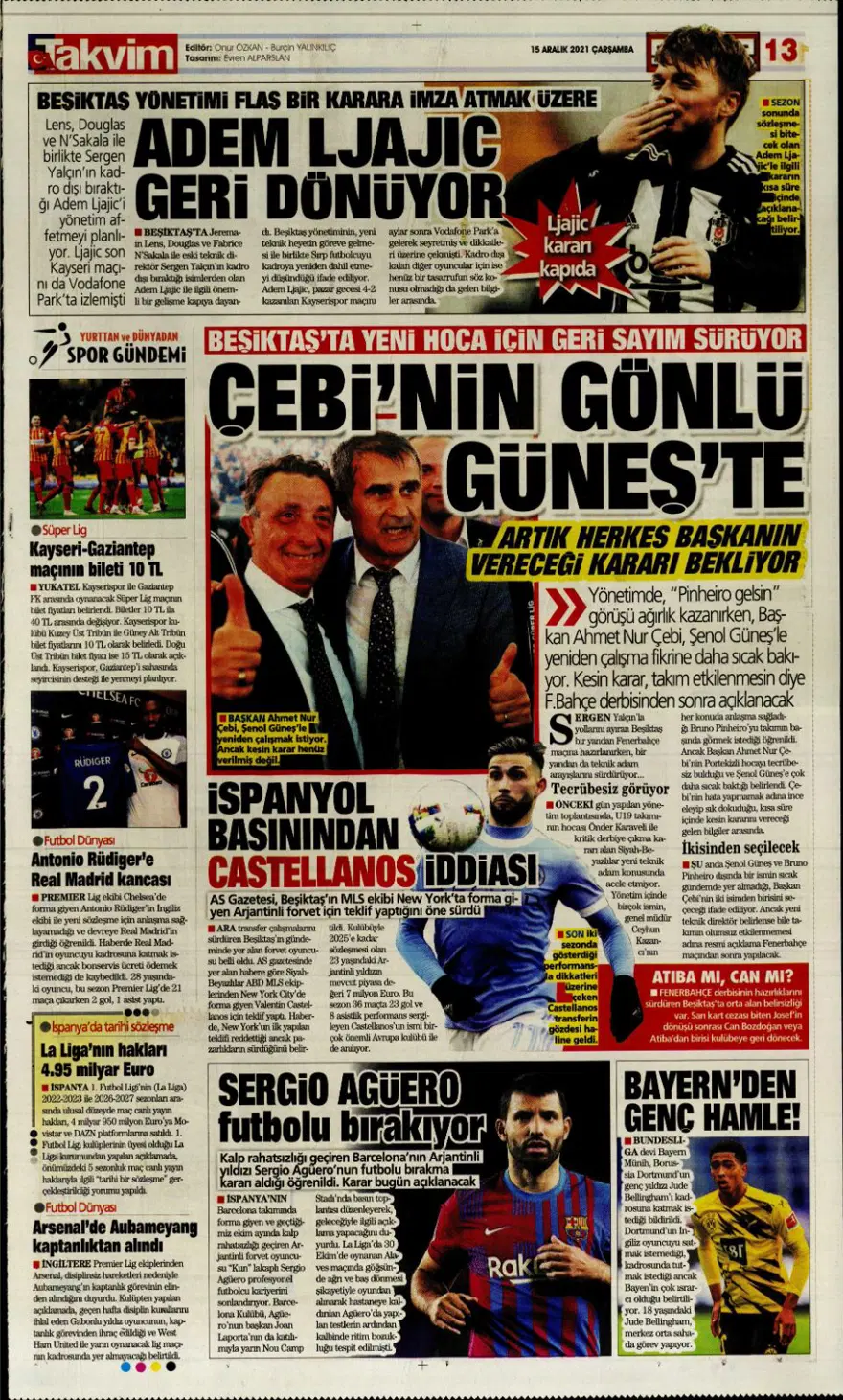 Günün spor manşetleri (15 Aralık 2021) 11 Günün spor manşetleri (15 Aralık 2021) 11
