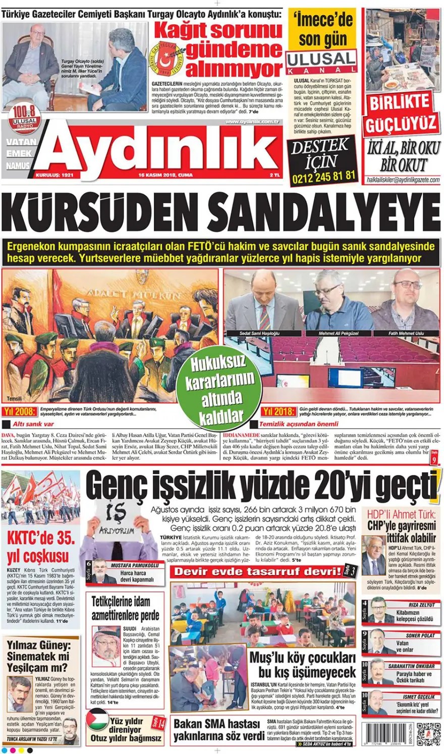 Günün gazete manşetleri - 16 Kasım 2018 13 Günün gazete manşetleri - 16 Kasım 2018 13
