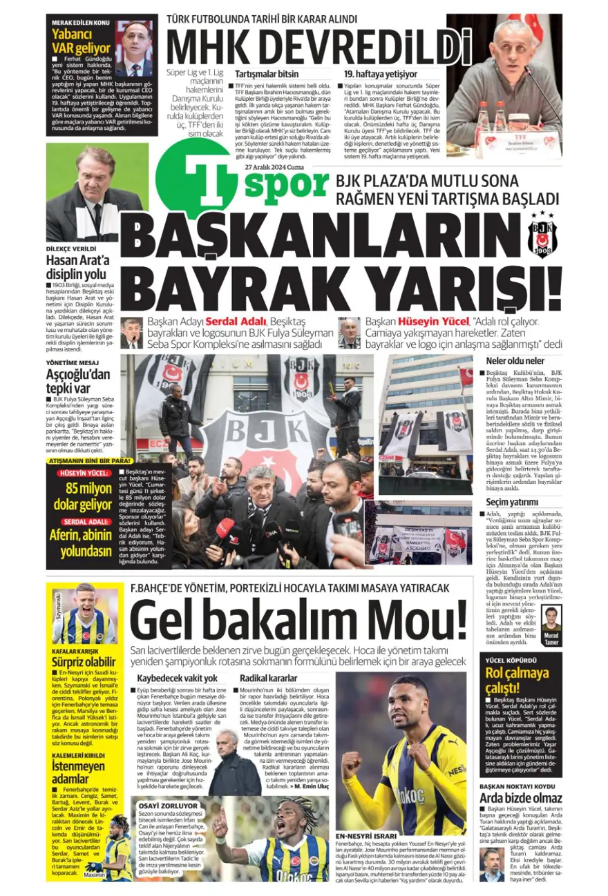 "Mourinho'dan Rashford'a davet" (27 Aralık 2024 spor manşetleri) 12