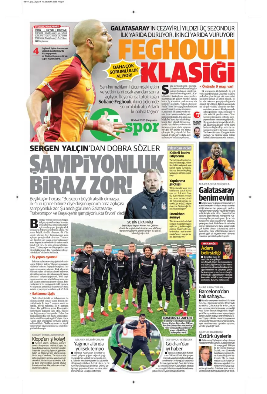 Günün spor manşetleri (11 Mart 2020) 14