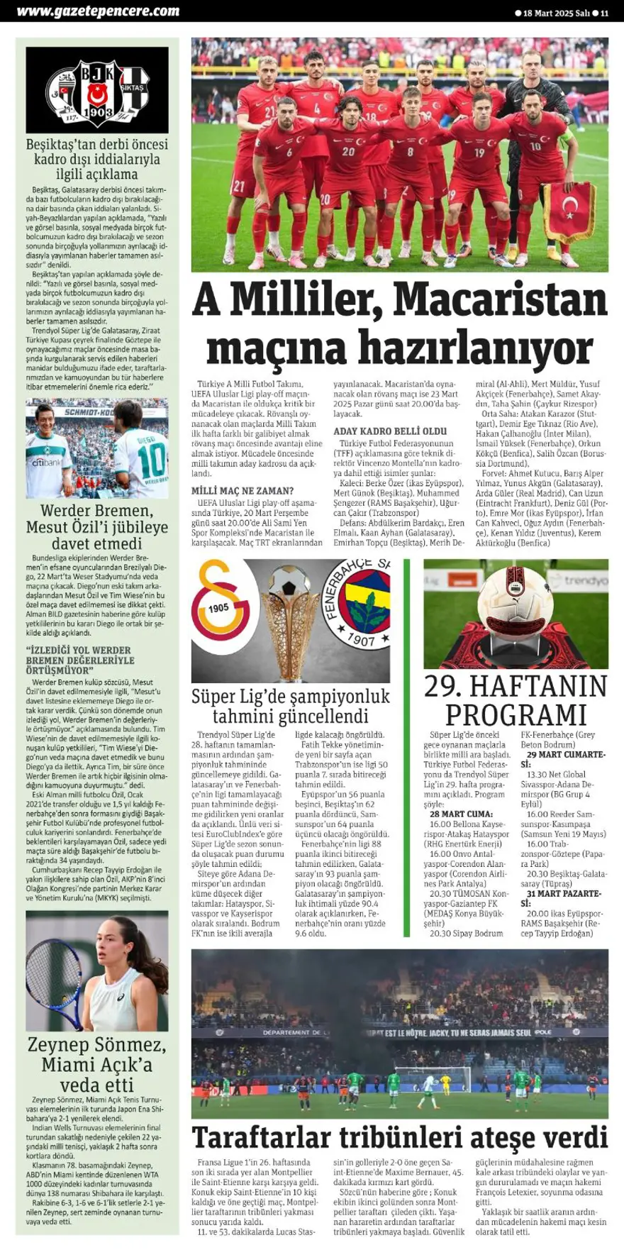 "Osimhen için iki seçenek var" (18 Mart 2025 spor manşetleri) 8