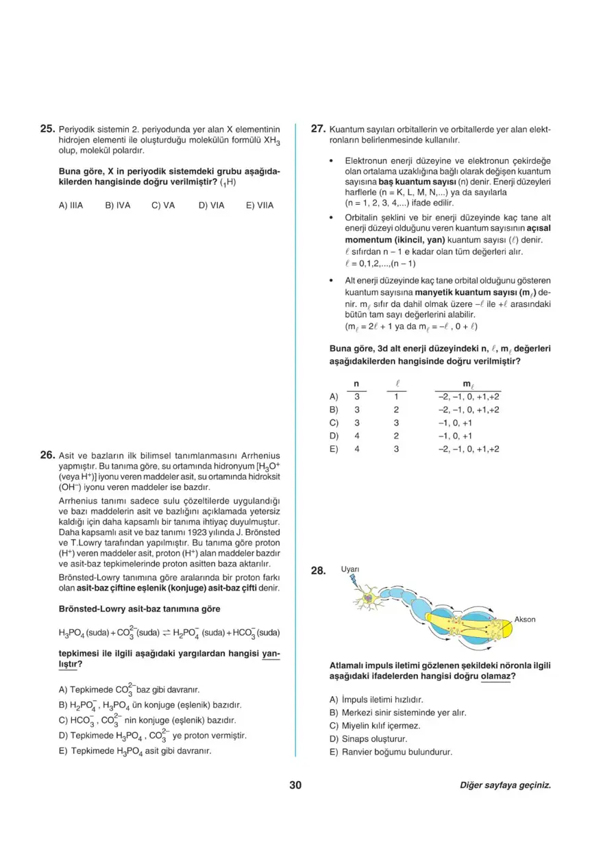 Uğur Okulları AYT -1 deneme sınavı 29