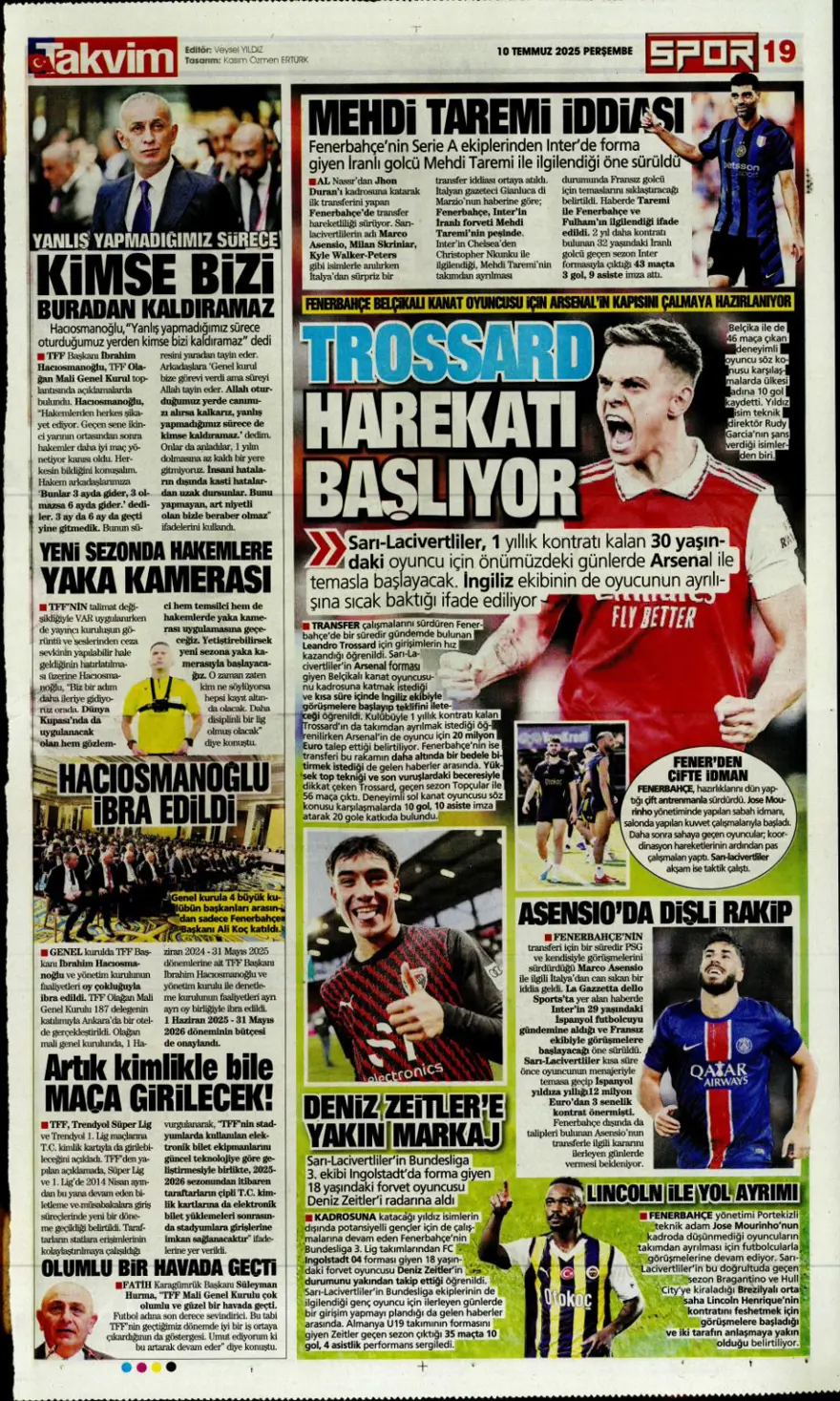 "Fenerbahçe'den Kerem harekatı" (10 Temmuz 2025 spor manşetleri) 23