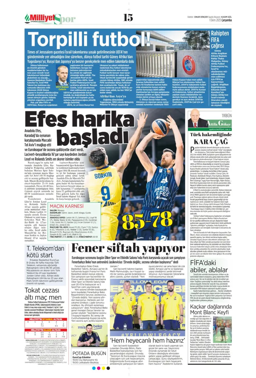 "Adı Aslan, işi destan" (1 Ekim 2025 spor manşetleri) 12