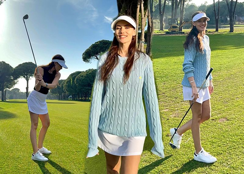 Fahriye Evcen golfteki hünerlerini sergiledi