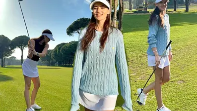 Fahriye Evcen golfteki hünerlerini sergiledi