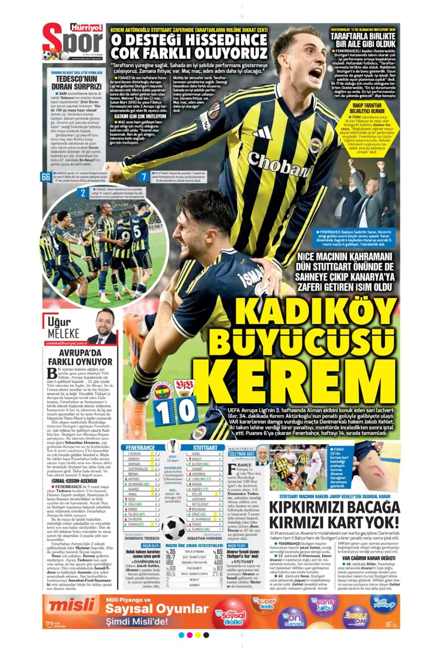 "Kadıköy canavarı" (24 Ekim 2025 spor manşetleri) 12