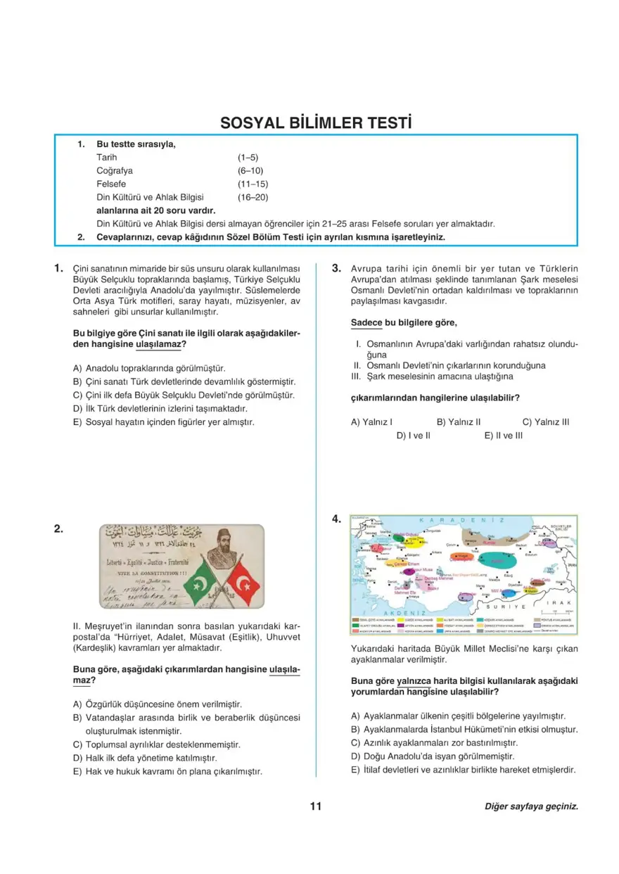 Uğur Okulları TYT -1 deneme sınavı 10