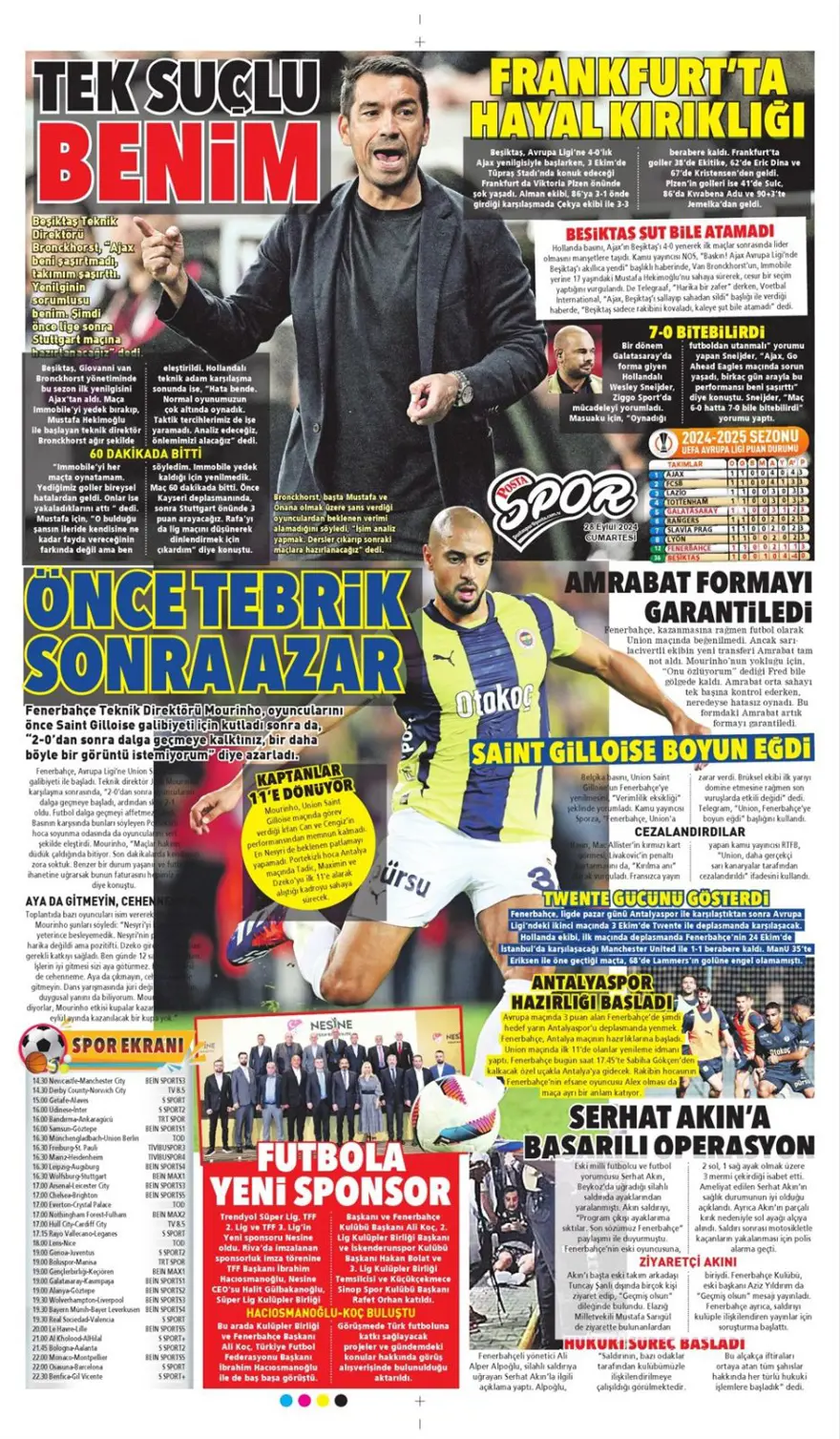 "Ziyech'in üstü çizildi" (28 Eylül 2024 spor manşetleri) 1 "Ziyech'in üstü çizildi" (28 Eylül 2024 spor manşetleri) 1