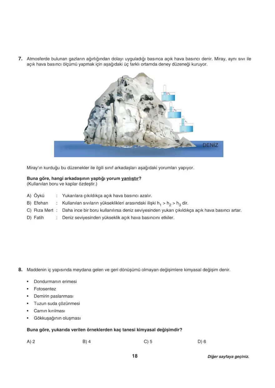 Uğur Okulları LGS-1 sayısal deneme sınavı 17