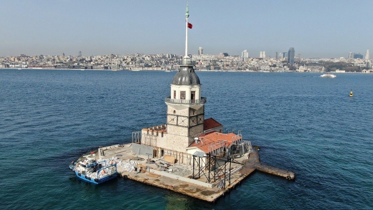 Kız Kulesi’nin restorasyon çalışmalarında sona doğru