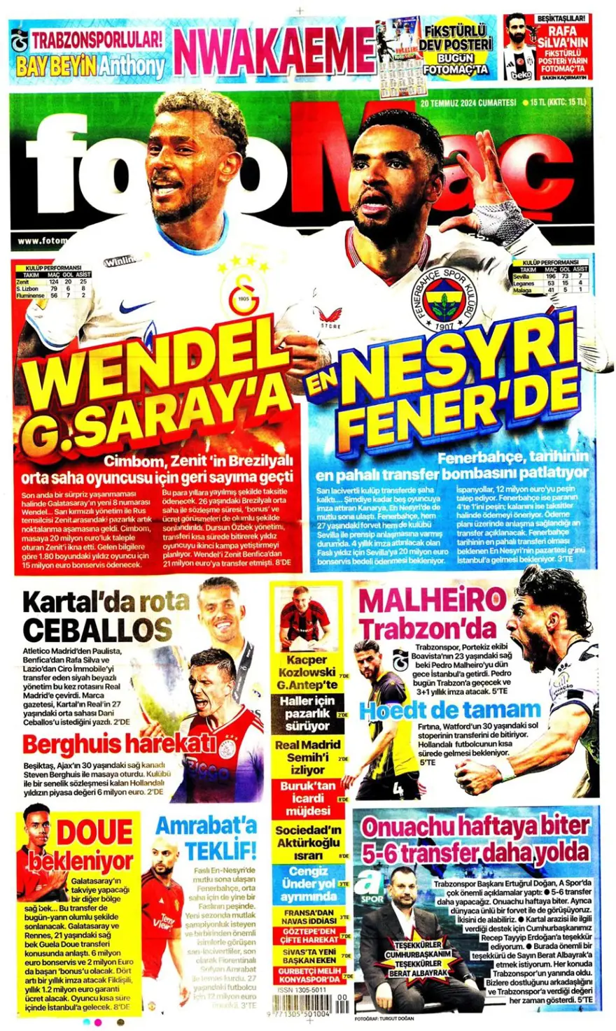 "Montella kalıyor yabancı kuralı değişiyor" (20 Temmuz 2024 spor manşetleri) 13 "Montella kalıyor yabancı kuralı değişiyor" (20 Temmuz 2024 spor manşetleri) 13