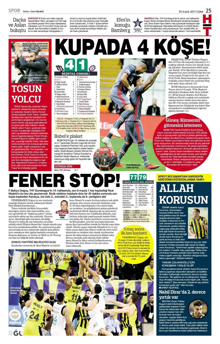 Günün spor gazeteleri (29 Aralık 2017) 7