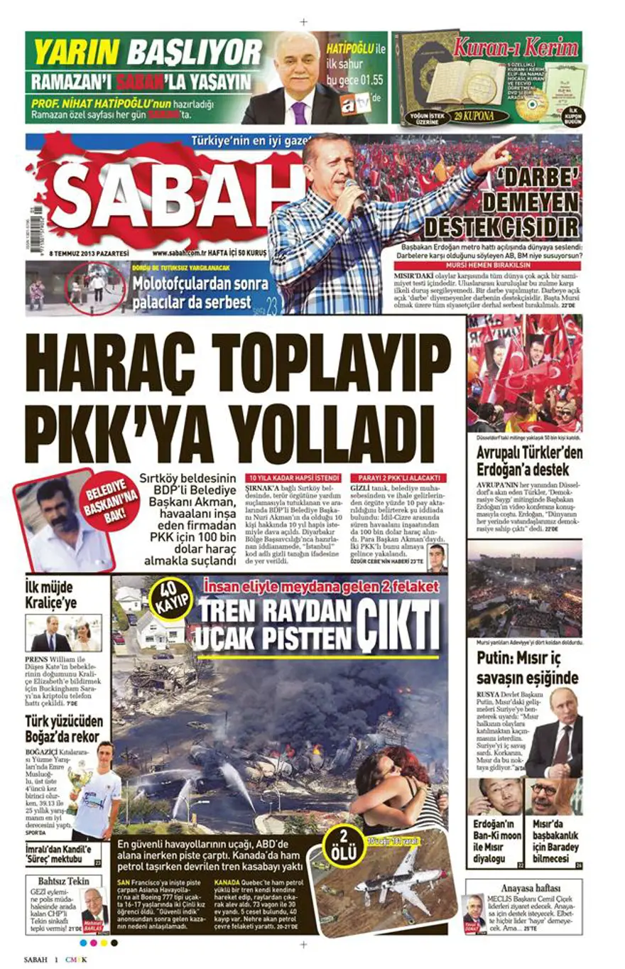 8 Temmuz 2013 gazete manşetleri 13