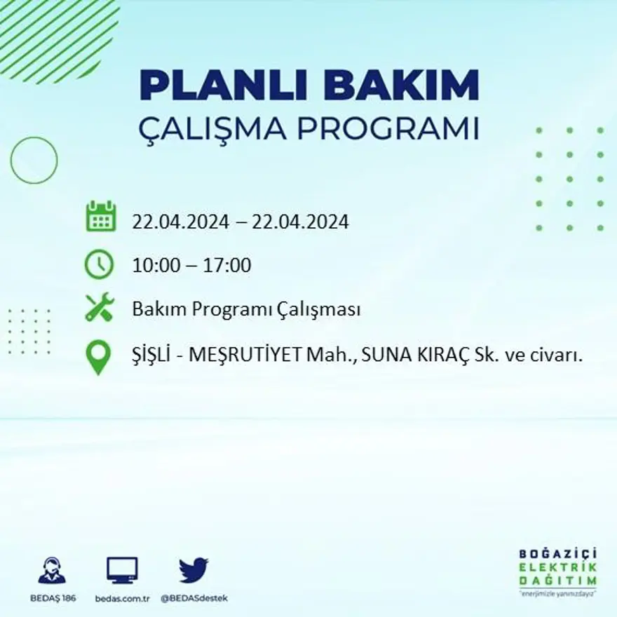 22 Nisan tarihli BEDAŞ kesinti programı: İstanbul'un 18 ilçesinde elektrik kesintisi: Elektrikler ne zaman gelecek? 69 22 Nisan tarihli BEDAŞ kesinti programı: İstanbul'un 18 ilçesinde elektrik kesintisi: Elektrikler ne zaman gelecek? 69